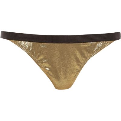Gold metallic bikini bottoms